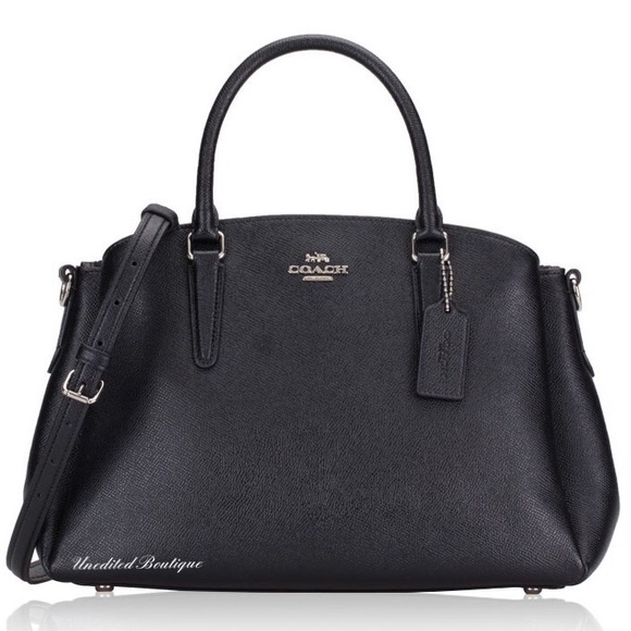 COACH Patent Crossgrain Black Satchel Handbag